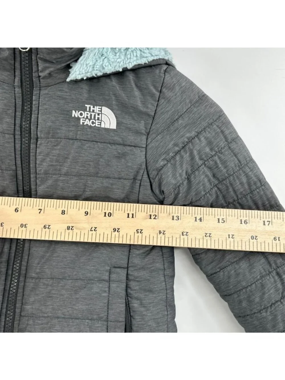 The North Face Mossbud Swirl Parka Girl's XXS Gray & Starlight Blue Full Zip